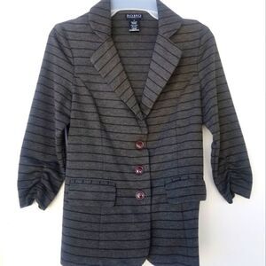 SOHO APPAREL, LTD. GRAY STRIPED BLAZER. SZ S